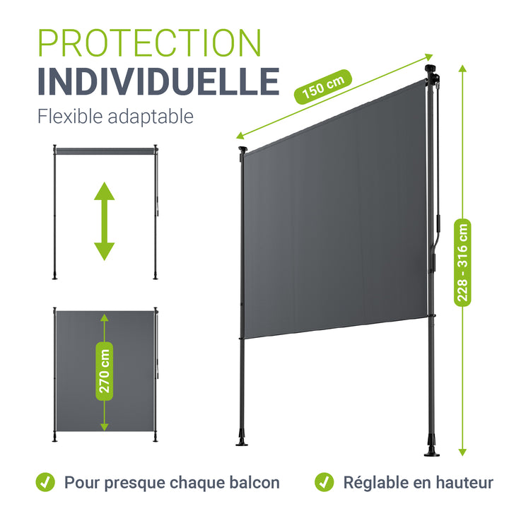 Store vertical Barbados – sans perçage, 1 à 2 m