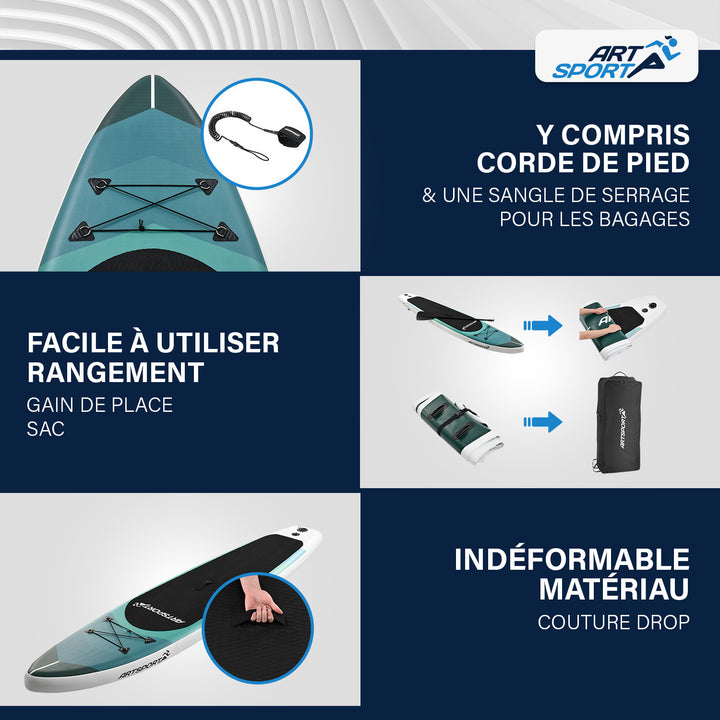 Stand up paddle gonflable – set complet avec sac et accessoires