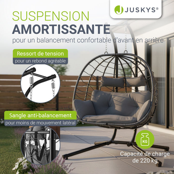 Fauteuil suspendu double en polyrotin Aria