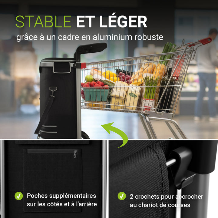 Chariot de courses 3 en 1 - Capacité 56 L
