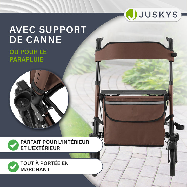 Déambulateur en aluminium Vital – pliable, avec siège et sac à provisions – jusqu'à 130 kg