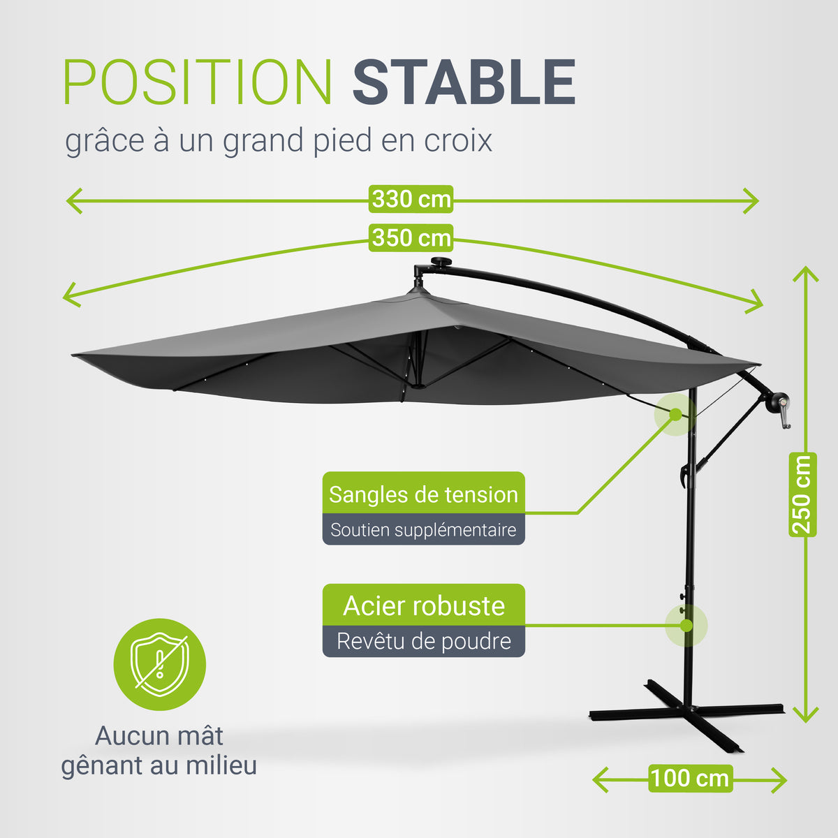 Parasol déporté à LED Brésil