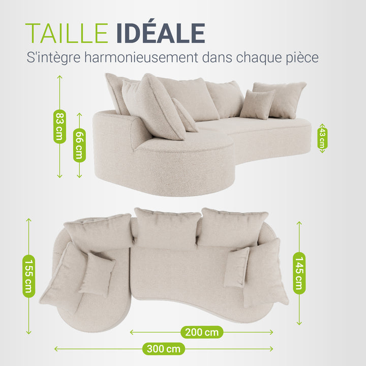 Canapé Tirano avec pouf et coussins décoratifs
