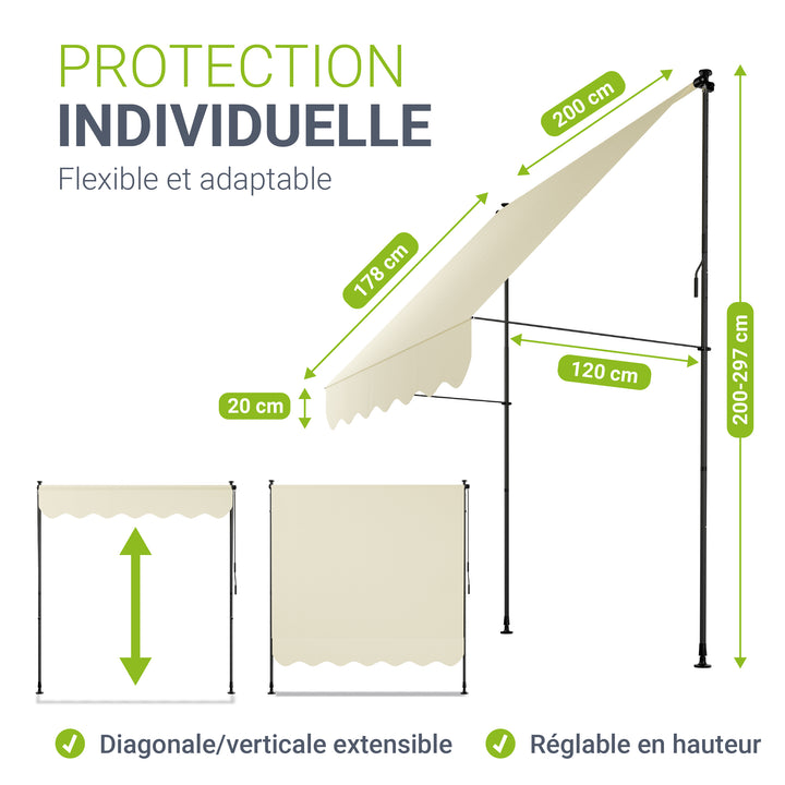 Store de balcon à pince Kapstadt – avec manivelle, jusqu'à 400 cm