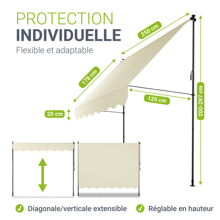 Store de balcon à pince Kapstadt – avec manivelle, jusqu'à 400 cm