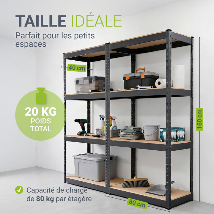 Étagère de rangement Easy lot de 2 160 x 80 x 40 cm