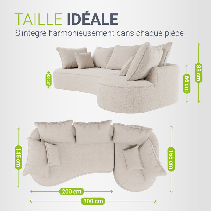 Canapé Tirano avec pouf et coussins décoratifs