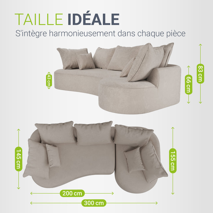 Canapé Tirano avec pouf et coussins décoratifs