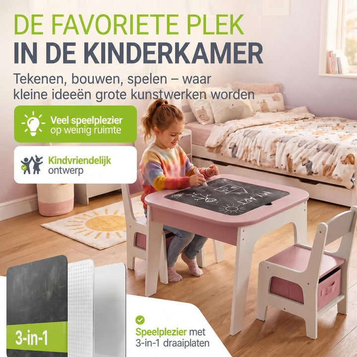 Table de jeu avec deux chaises Milou