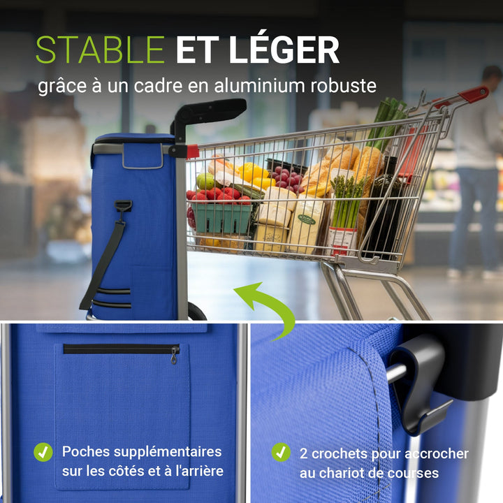 Chariot de courses 3 en 1 - Capacité 56 L