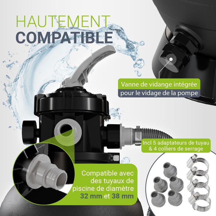 Système de filtration à sable pour piscines jusqu'à 30 000 litres