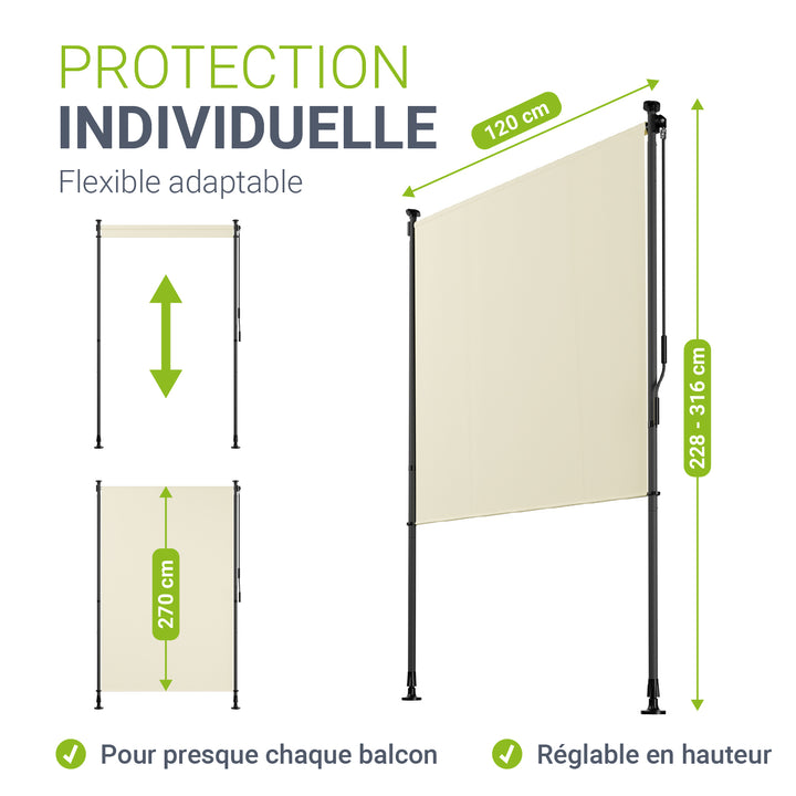 Store vertical Barbados – sans perçage, 1 à 2 m