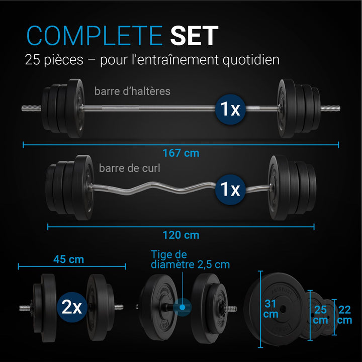 Ensemble d'haltères 3 en 1 60 kg