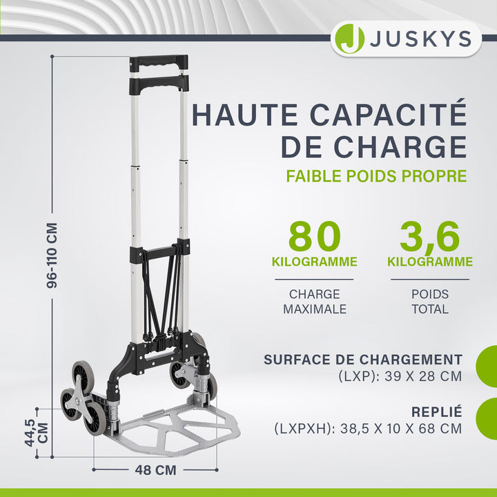 Diable d'escalier pliable jusqu'à 80 kg
