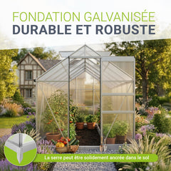 Serre en aluminium avec fondation