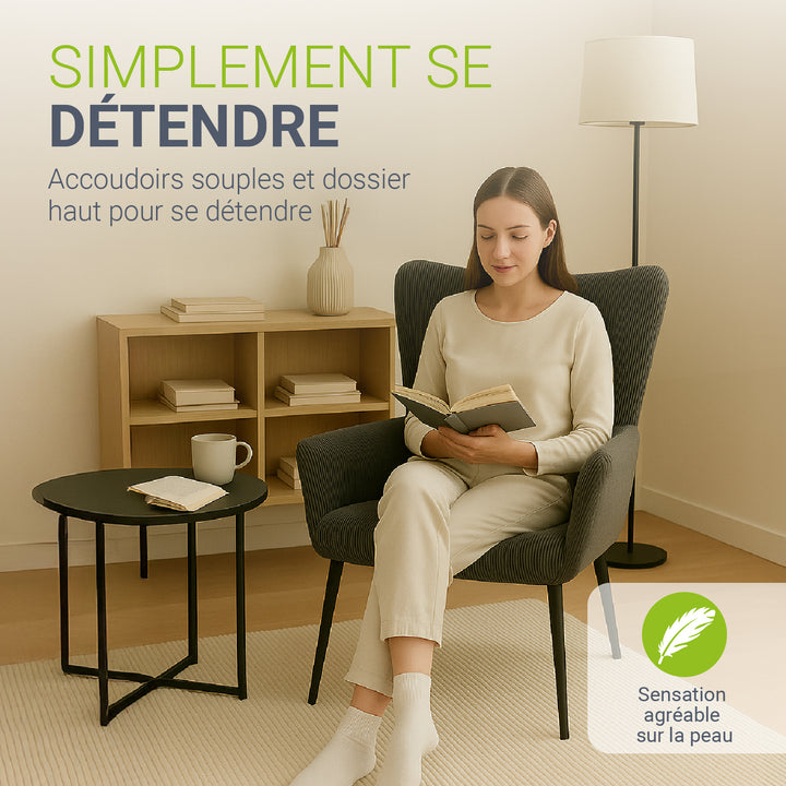 Fauteuil à oreilles avec tabouret Odense en option