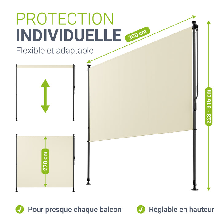 Store vertical Barbados – sans perçage, 1 à 2 m
