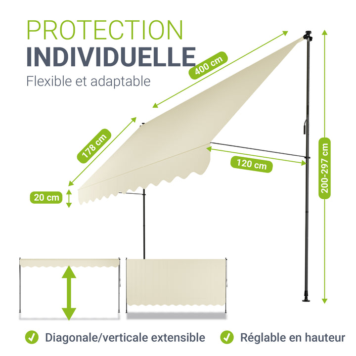 Store de balcon à pince Kapstadt – avec manivelle, jusqu'à 400 cm
