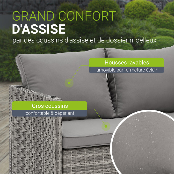 Mobilier de jardin 2 en 1 en polyrotin Jamaica