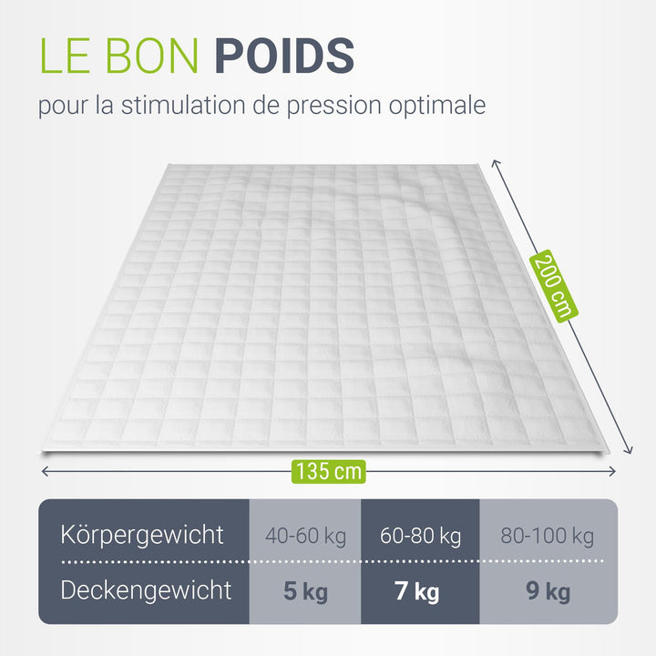 Couverture lestée 135x200 cm pour un meilleur sommeil