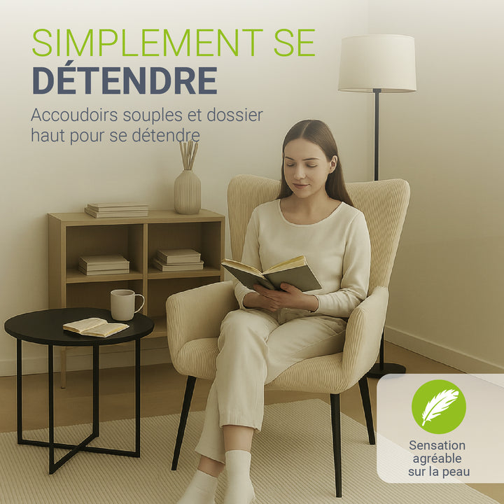 Fauteuil à oreilles avec tabouret Odense en option