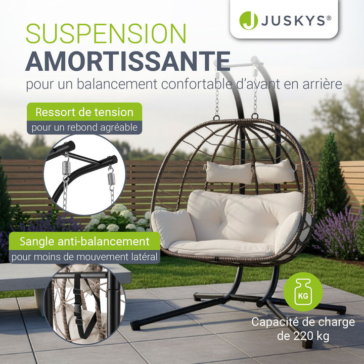 Fauteuil suspendu double en résine tressée Aria