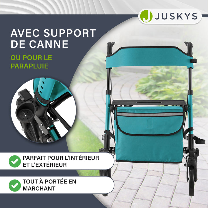 Déambulateur en aluminium Vital – pliable, avec siège et sac à provisions – jusqu'à 130 kg
