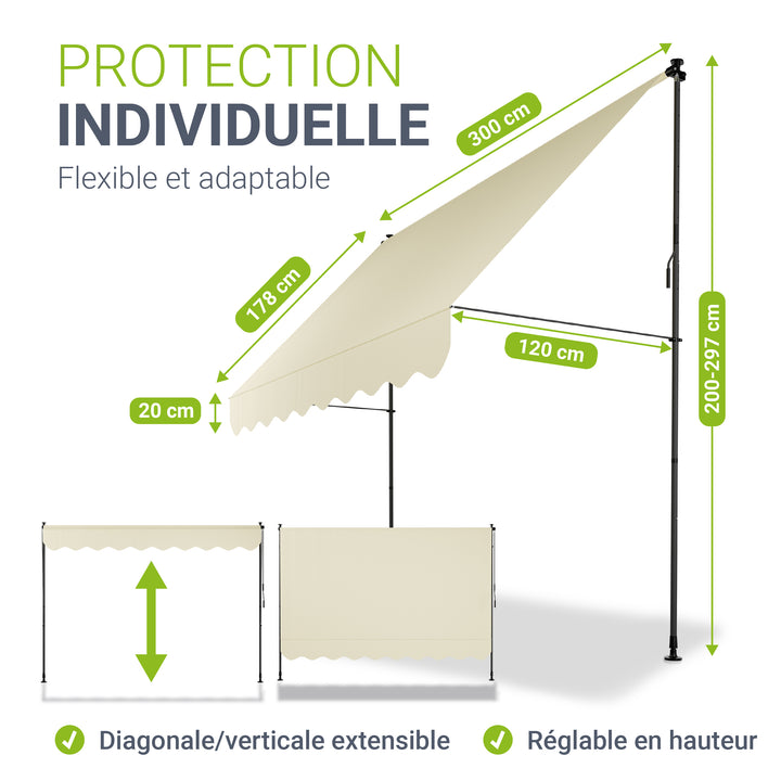 Store de balcon à pince Kapstadt – avec manivelle, jusqu'à 400 cm