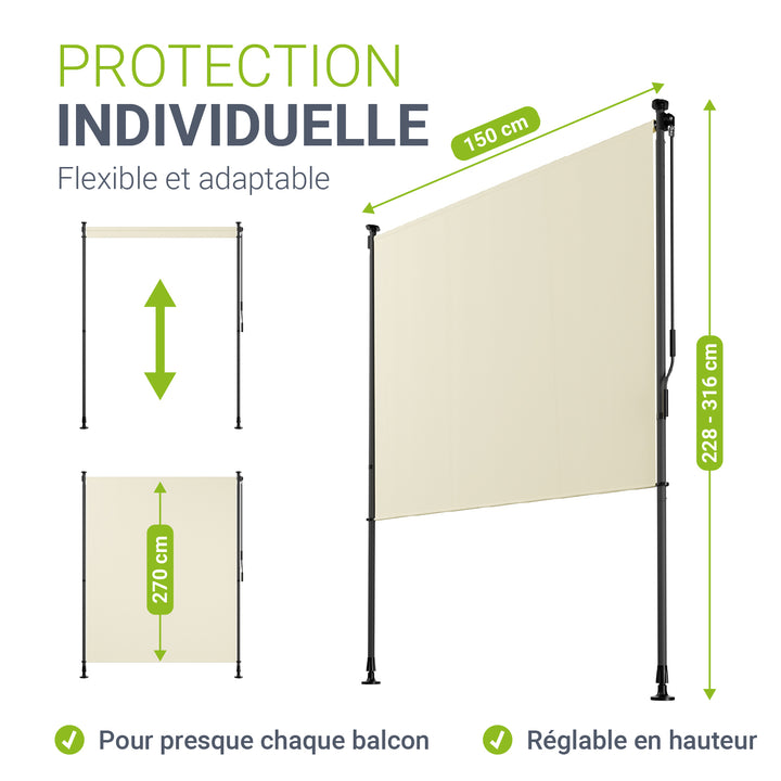 Store vertical Barbados – sans perçage, 1 à 2 m