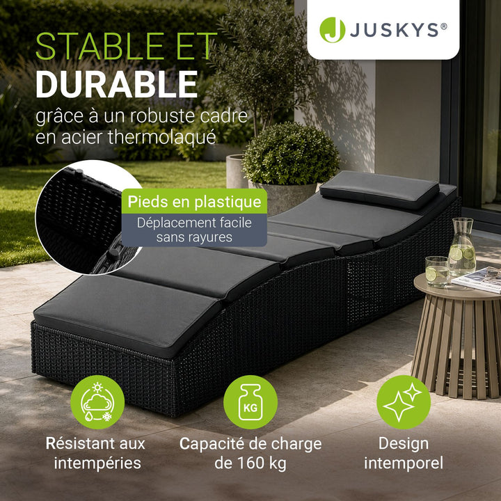 Chaise longue pliable en polyrotin Lamia