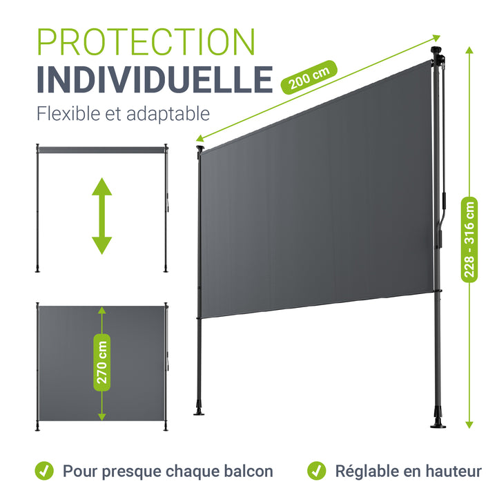 Store vertical Barbados – sans perçage, 1 à 2 m