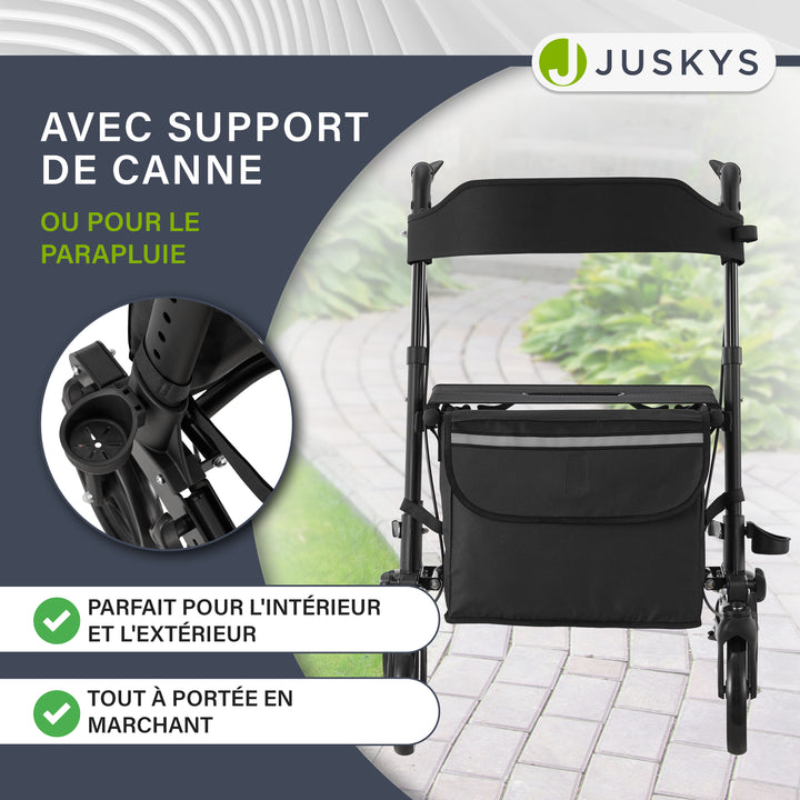 Déambulateur en aluminium Vital – pliable, avec siège et sac à provisions – jusqu'à 130 kg