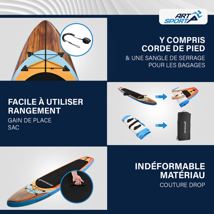 Stand up paddle gonflable – set complet avec sac et accessoires