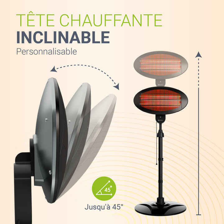 Radiateur infrarouge 2000W noir extérieur