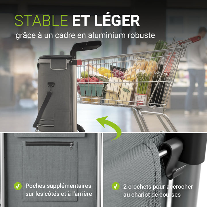 Chariot de courses 3 en 1 - Capacité 56 L