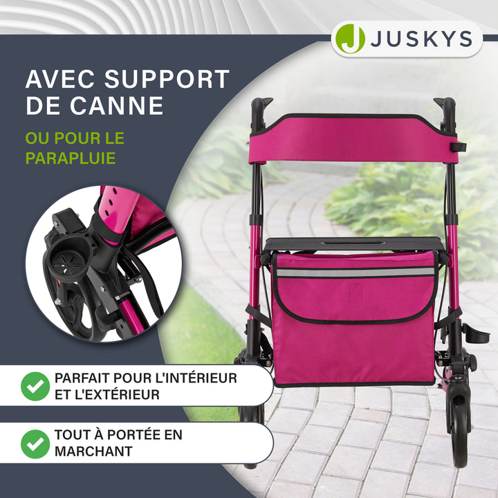 Déambulateur en aluminium Vital – pliable, avec siège et sac à provisions – jusqu'à 130 kg
