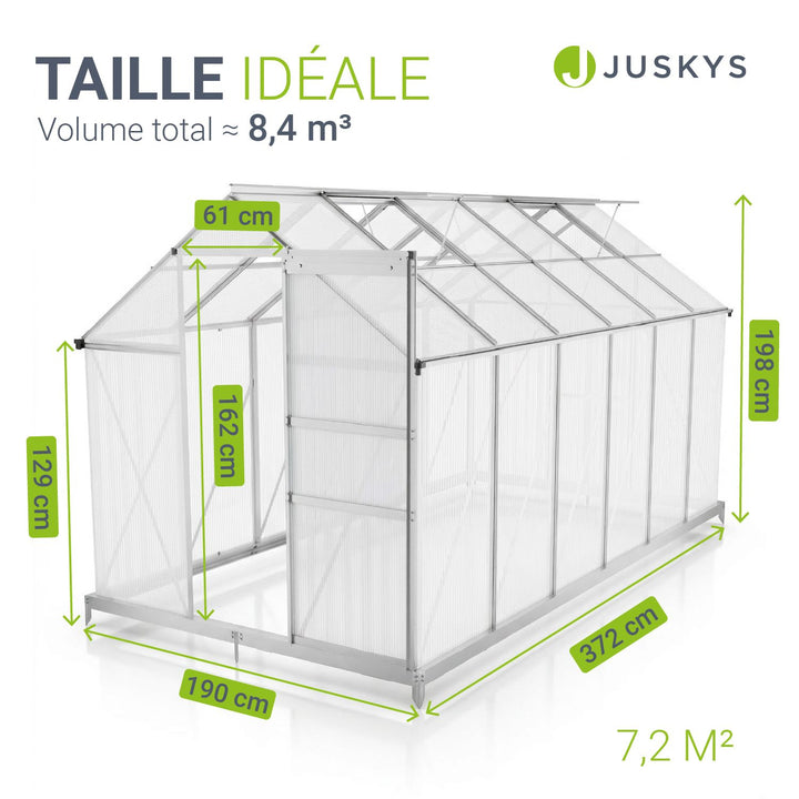 Serre en aluminium avec fondation