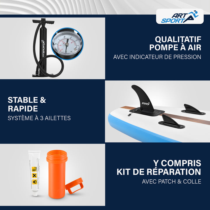 Stand up paddle gonflable – set complet avec sac et accessoires
