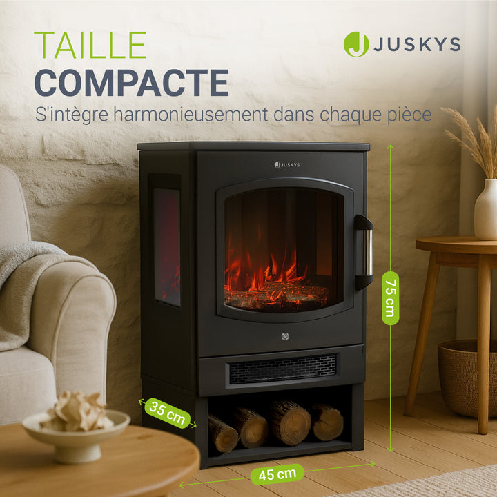 Poêle électrique 1800W avec effet de flammes