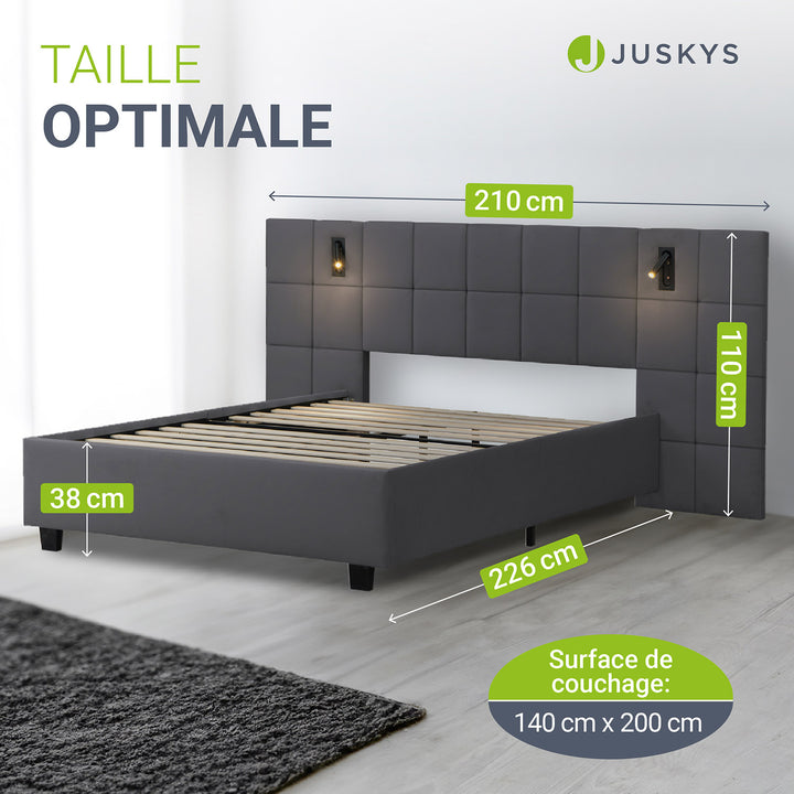 Lit tapissé de velours Luzano