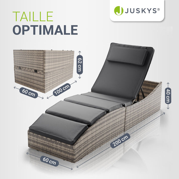 Chaise longue pliable en polyrotin Lamia
