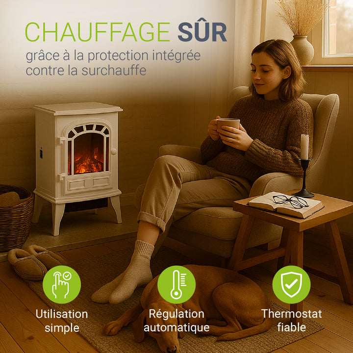 Cheminée électrique 2000W avec effet de flammes