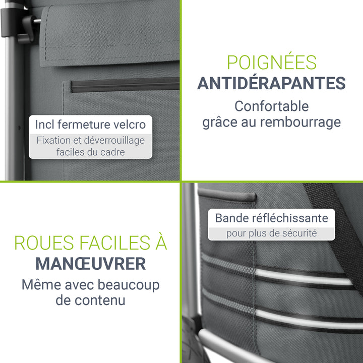 Chariot de courses 3 en 1 - Capacité 56 L