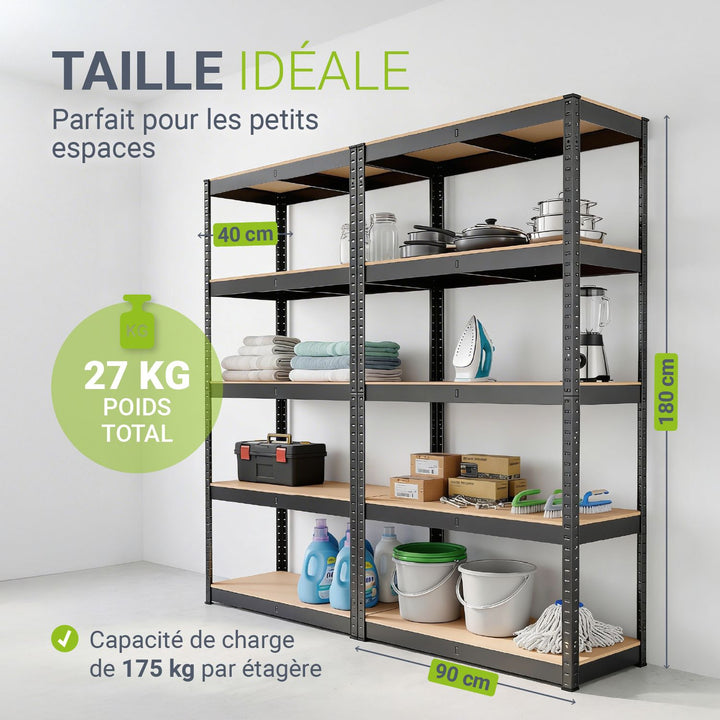 Ensemble de 2 à 8 étagères de rangement de base 180 x 90 x 40 cm