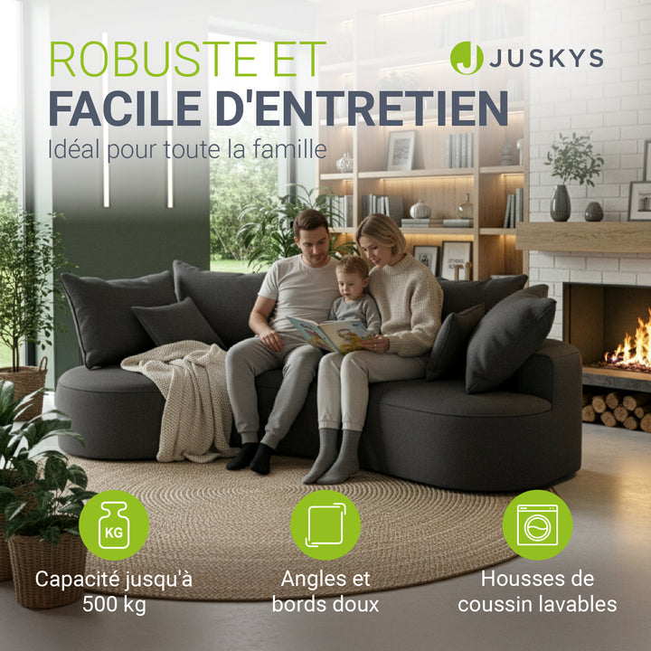 Canapé Tirano avec pouf et coussins décoratifs
