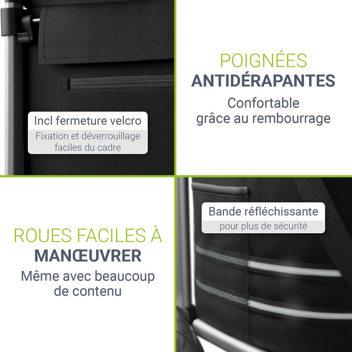 Chariot de courses 3 en 1 - Capacité 56 L