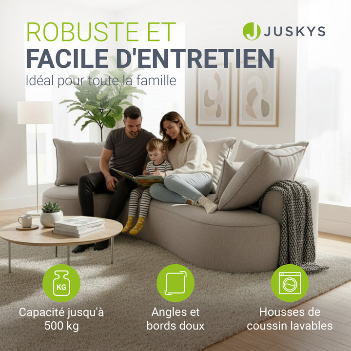 Canapé Tirano avec pouf et coussins décoratifs