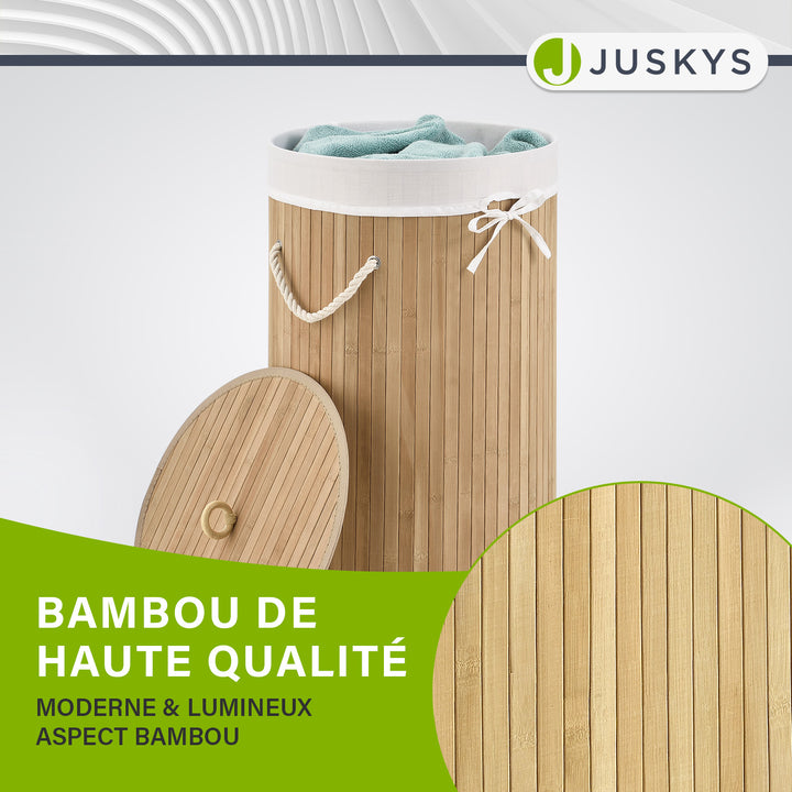 Panier à linge rond en bambou