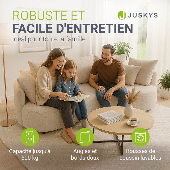 Canapé Tirano avec pouf et coussins décoratifs