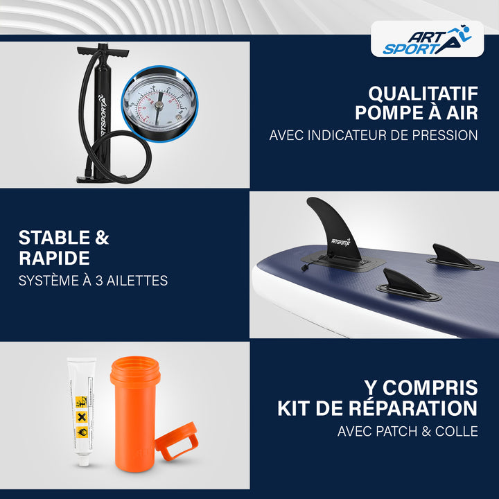 Stand up paddle gonflable – set complet avec sac et accessoires